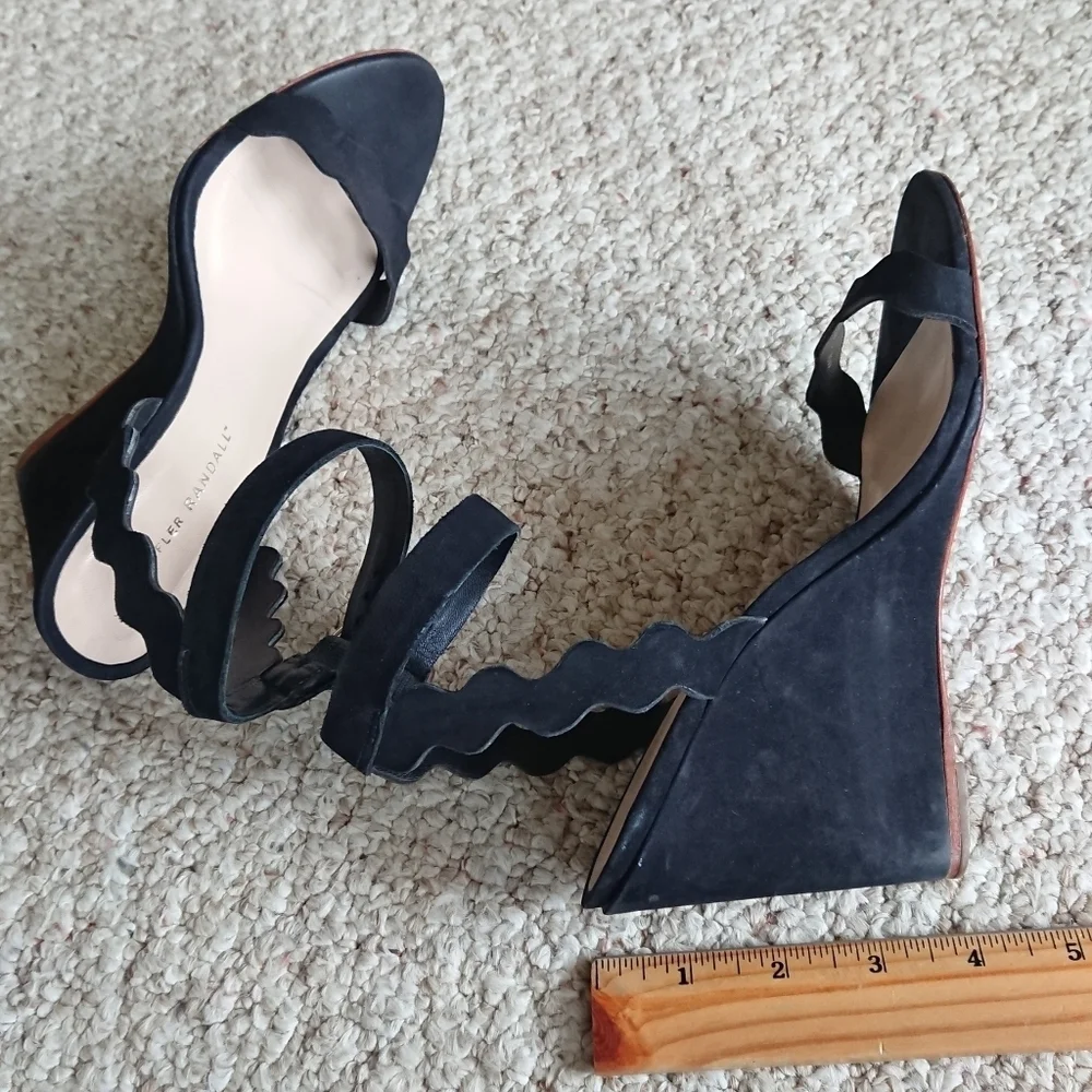 Loeffler Randall suede leather Piper Wedge in black size 7.5